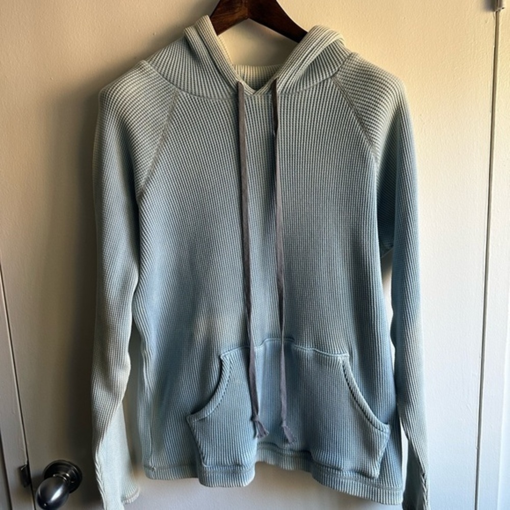 RARE Greg Lauren Blue Waffle Hoodie Size 1 Oversized